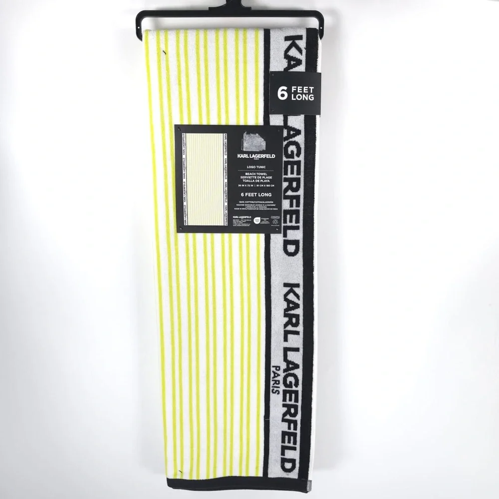 NWT KARL LAGERFELD LOGO TUNIC Beach Towel 36 in X‎ 72 in 6 FEET LONG 100% Cotton